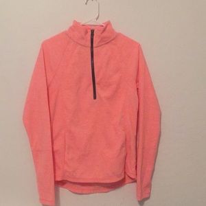 Coral high neck half zip sweater